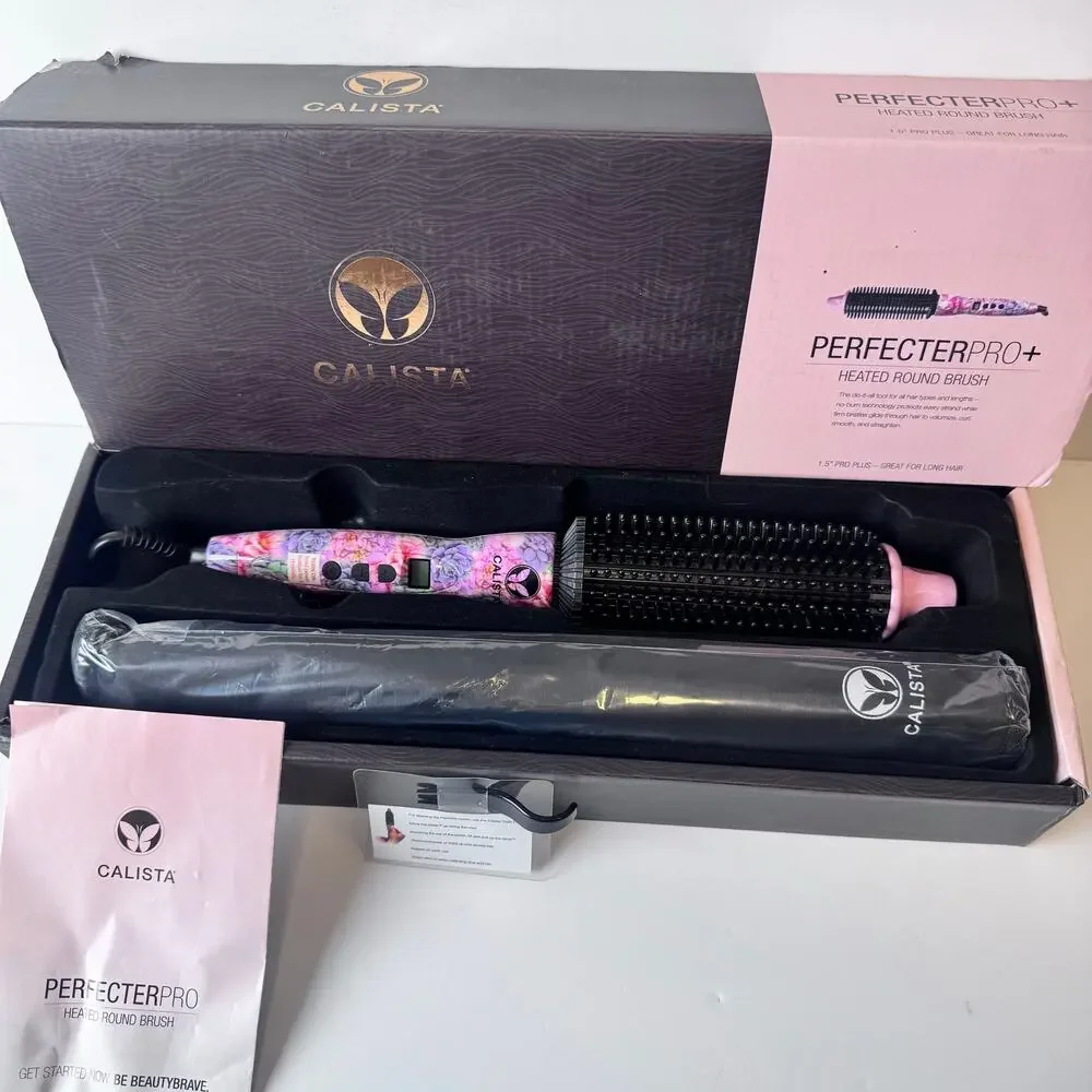 Calista Perfecter Pro+ Heated Round Brush 1.5” Floral Pink Styler Hair Tool